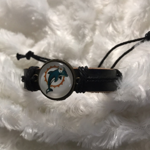 Miami dolphins leather adjustable bracelet - Picture 5 of 5
